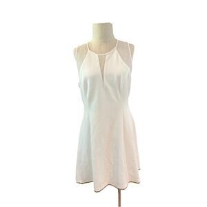 Guess Illusion Scuba A-Line Dress Women Size 14 White Lined Sleeveless Back Zip